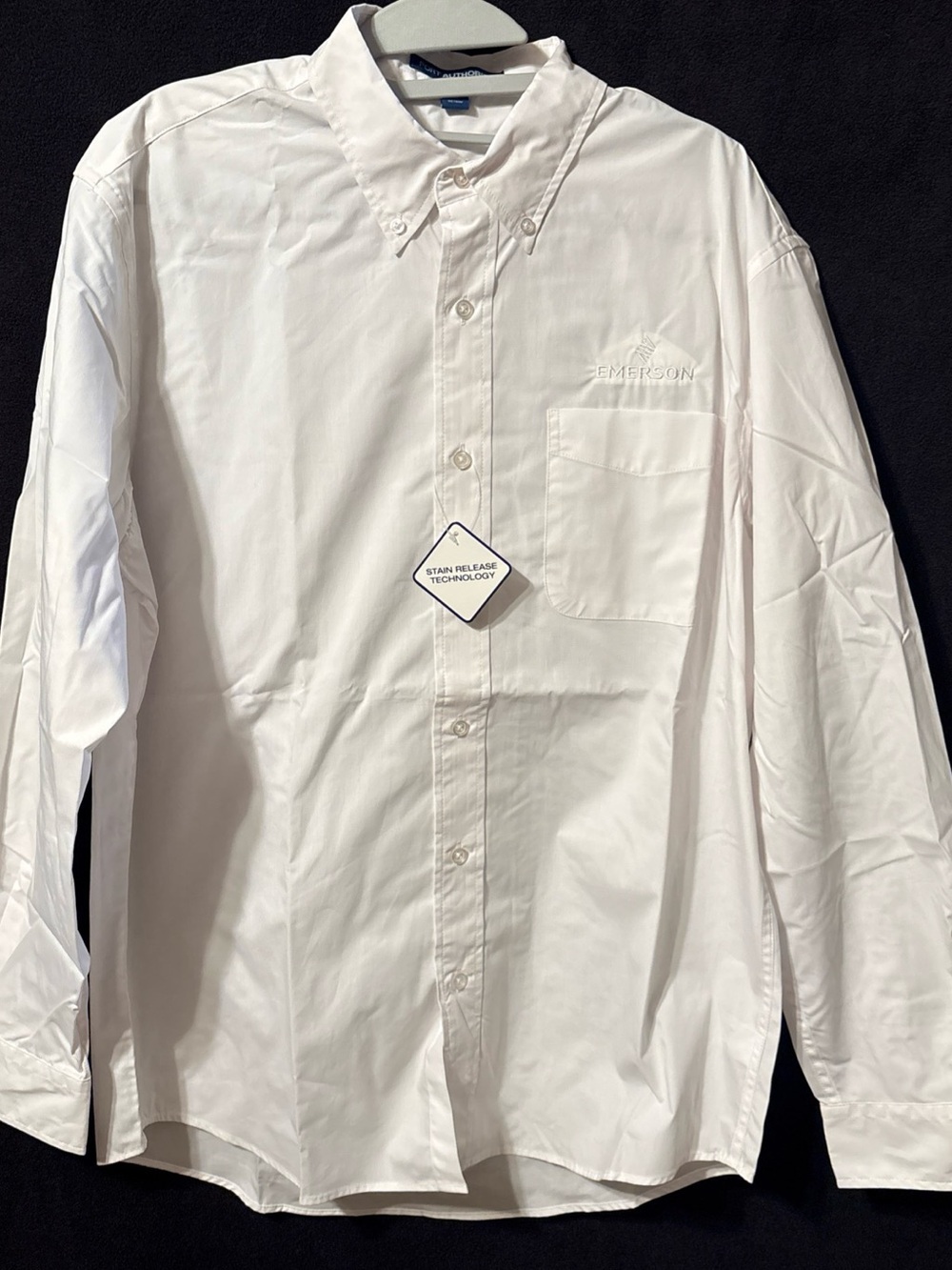NWT Port Authority White Long-Sleeve Button-Down Shirt with Chest Pocket